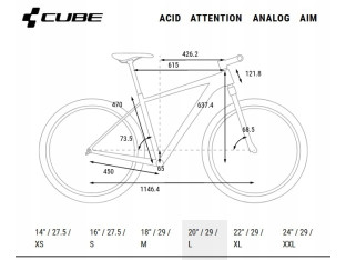 ROWER GÓRSKI MTB CUBE ATTENTION RAMA L KOŁA 29" SHIMANO DEORE ROCK SHOX