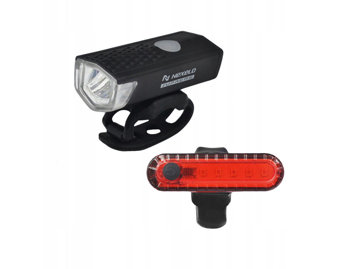OŚWIETLENE ROWEROWE KOMPLET NEXELO SUPREME L177039NEX 300 LUMENÓW USB