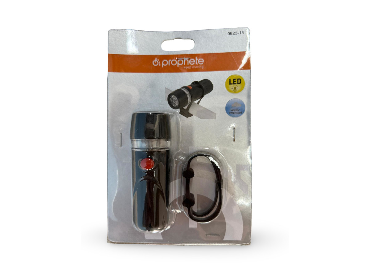 LATARKA LED LAMPKA ROWEROWA PROPHETE Z SILIKONOWYM UCHWYTEM