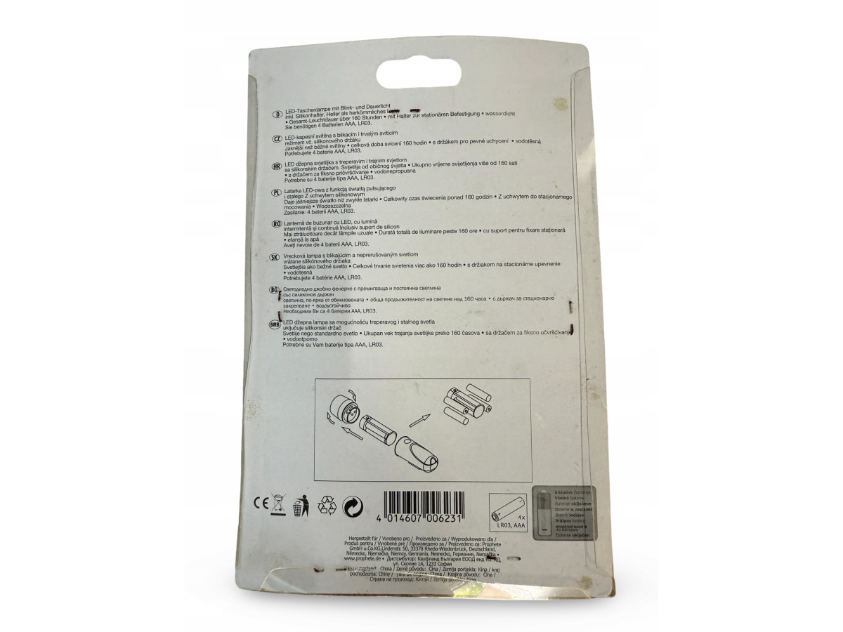 LATARKA LED LAMPKA ROWEROWA PROPHETE Z SILIKONOWYM UCHWYTEM