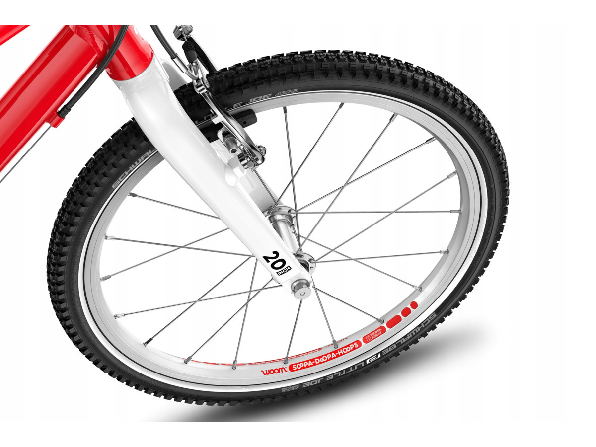 ROWER DZIECIĘCY WOOM GO 4 KOŁA 20" WIEK 6+ CZERWONY 7-BIEGOWY LEKKI 7,8KG