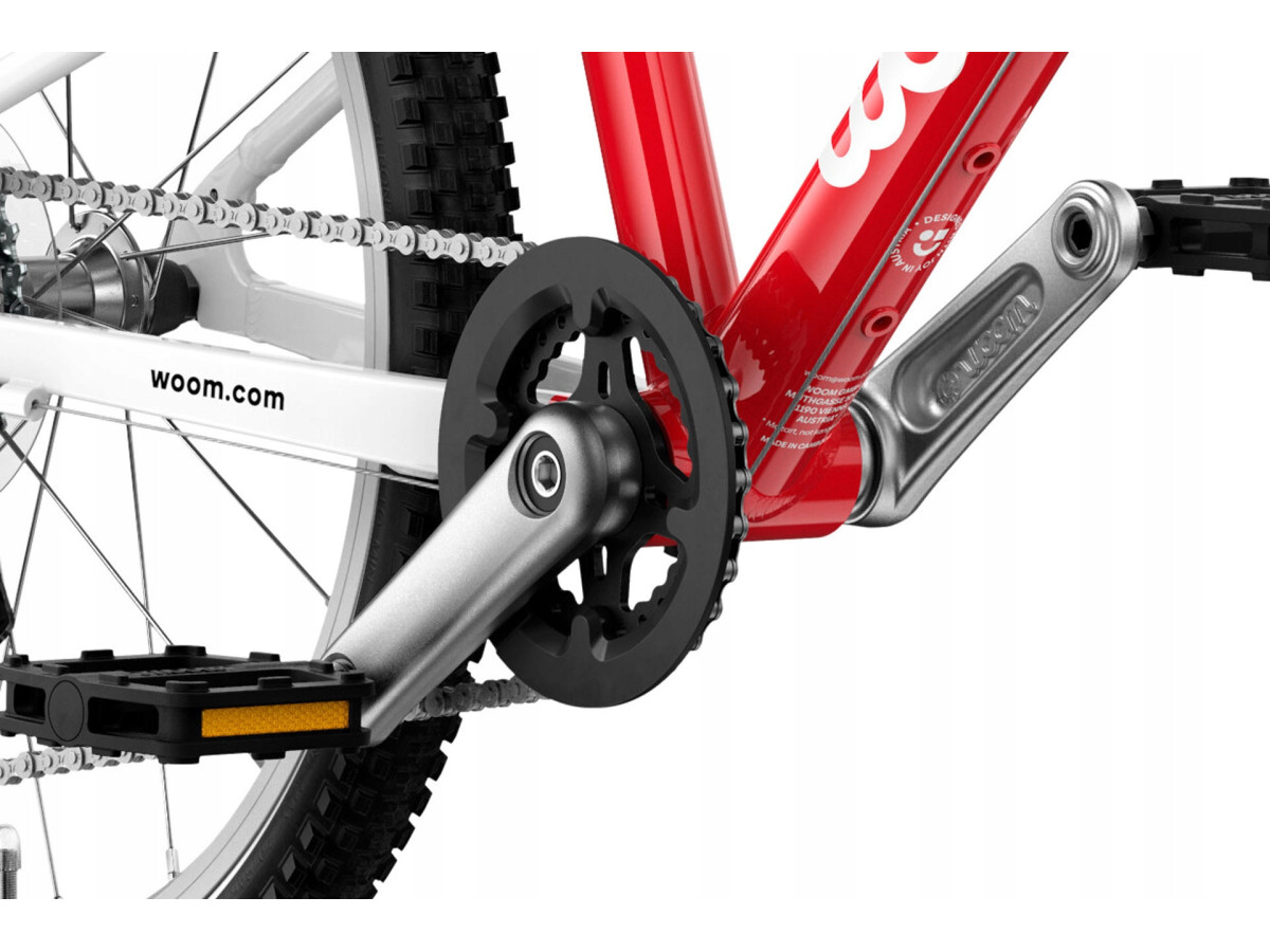ROWER DZIECIĘCY WOOM GO 4 KOŁA 20" WIEK 6+ CZERWONY 7-BIEGOWY LEKKI 7,8KG