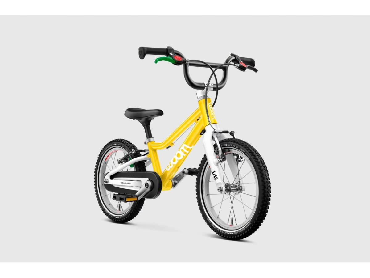 ROWER DZIECIĘCY WOOM GO 2 KOŁA 14" WIEK 3+ ŻÓŁTY ULTRALEKKI TYLKO 5KG