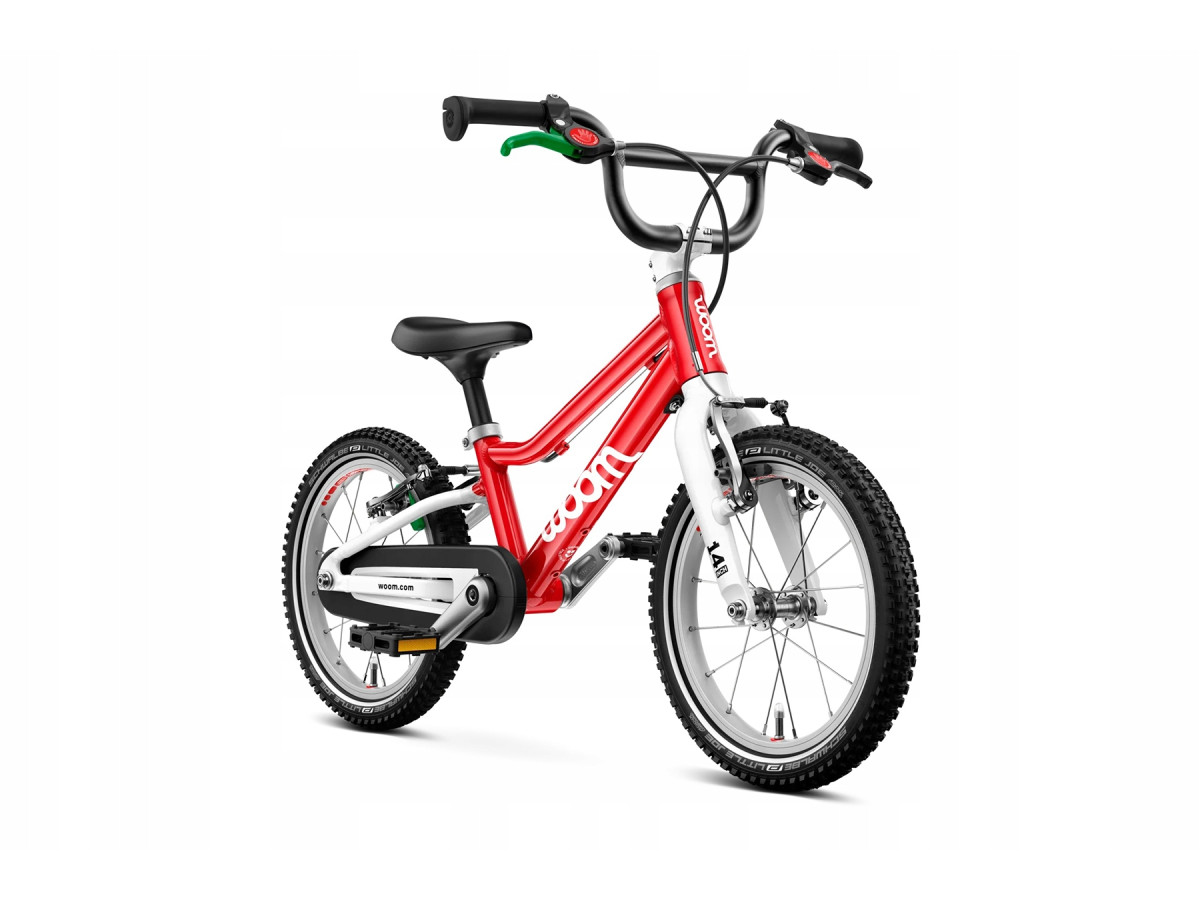 ROWER DZIECIĘCY WOOM GO 2 KOŁA 14" WIEK 3+ CZERWONY ULTRALEKKI TYLKO 5KG