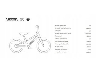 ROWER DZIECIĘCY WOOM GO 2 KOŁA 14" WIEK 3+ CZERWONY ULTRALEKKI TYLKO 5KG