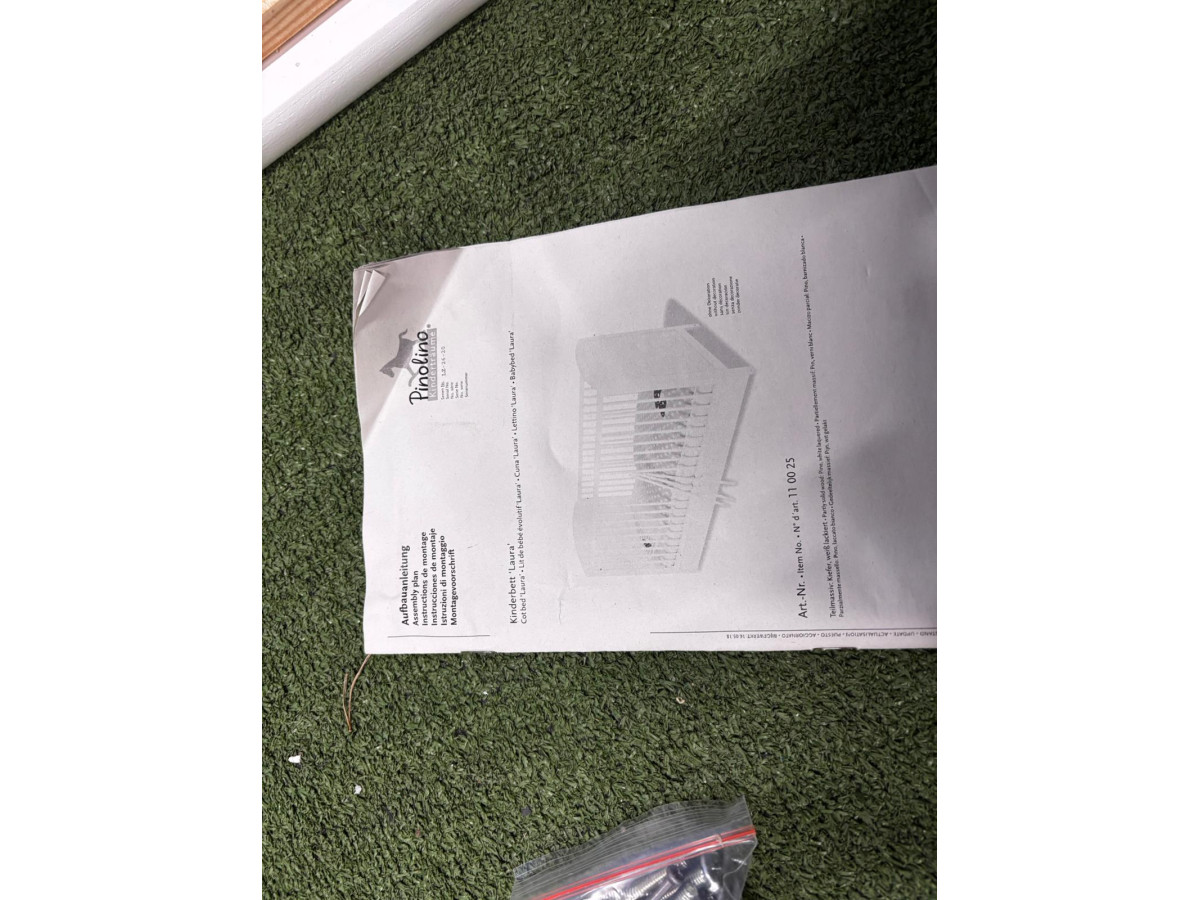 ŁÓŻECZKO DZIECIĘCE PINOLINO 140X65CM BIAŁE NIEKOMPLETNE