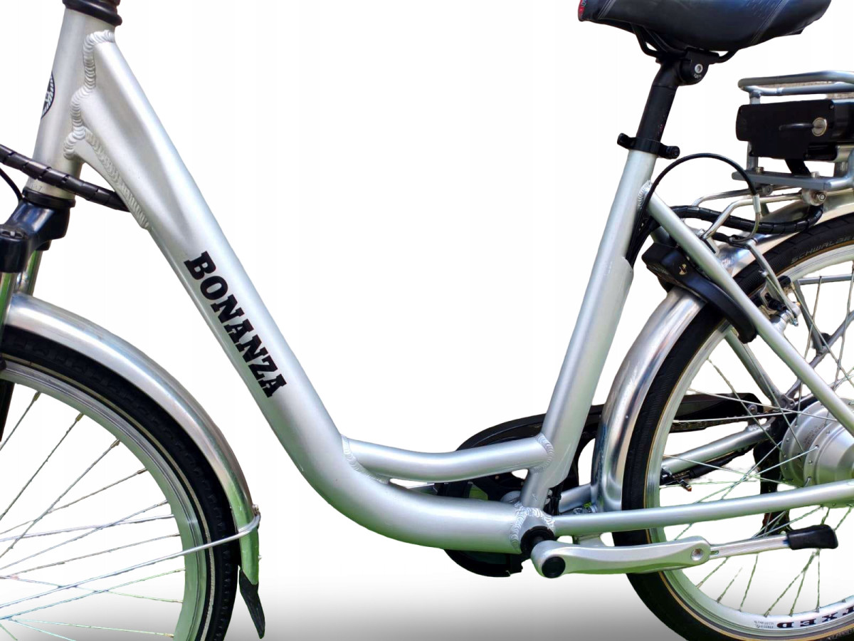 ROWER ELEKTRYCZNY BONANZA RAMA 48CM KOŁA 26" BATERIA 360WH PRZEBIEG 743KM