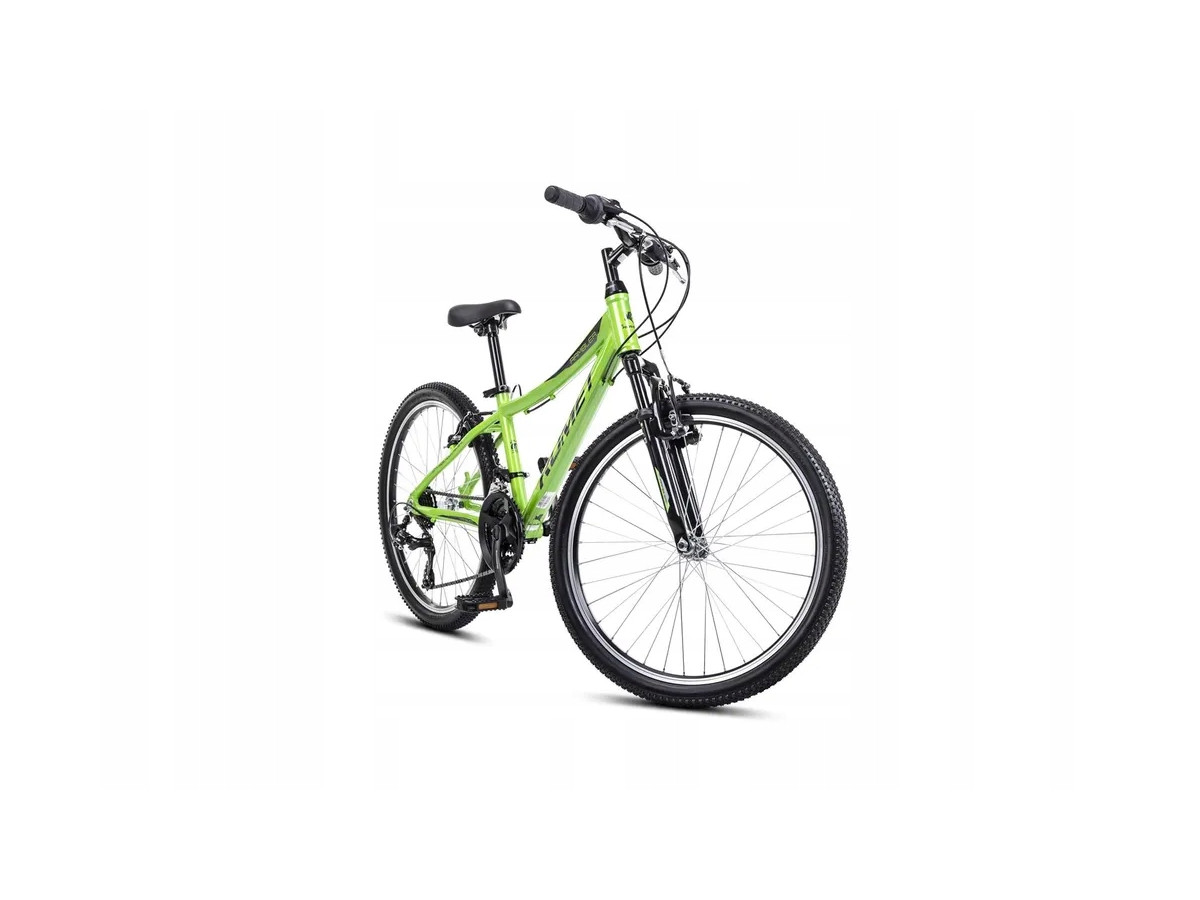 ROWER DZIECIĘCY ROMET RAMBLER 24 RAMA 13" SHIMANO 3X7 AMORTYZATOR ZIELONY