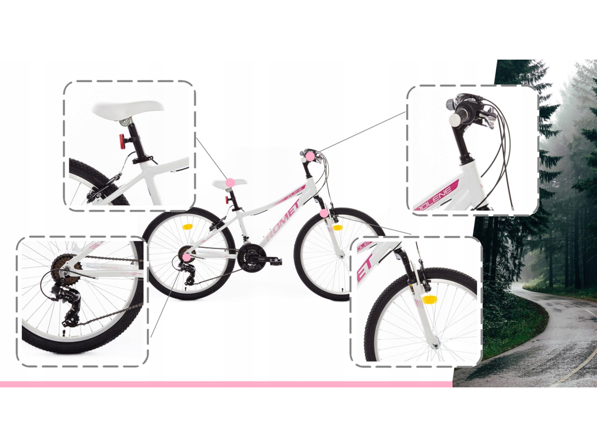 ROWER DZIECIĘCY ROMET JOLENE 24 RAMA 13" SHIMANO 3X7 BIAŁO RÓŻOWY
