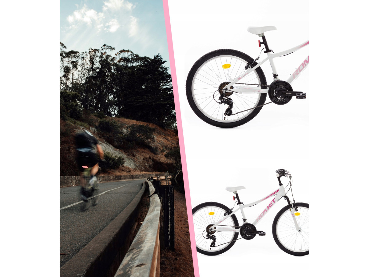 ROWER DZIECIĘCY ROMET JOLENE 24 RAMA 13" SHIMANO 3X7 BIAŁO RÓŻOWY