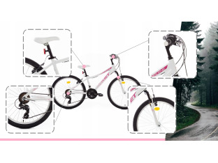 ROWER DZIECIĘCY ROMET JOLENE 24 RAMA 13" SHIMANO 3X7 BIAŁO RÓŻOWY