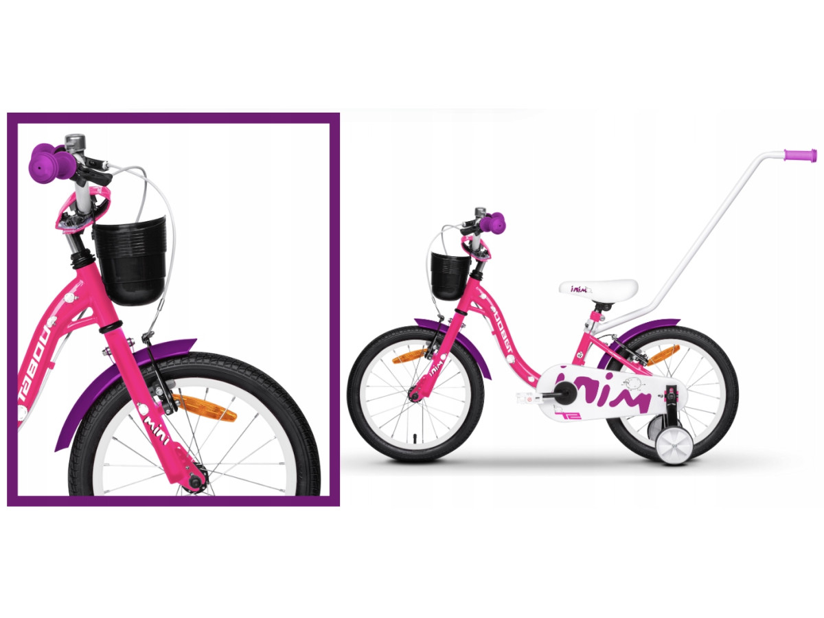 ROWER DZIECIĘCY DO NAUKI TABOU MINI ST KOŁA 14" TYLKO 7,5KG PINK WHITE