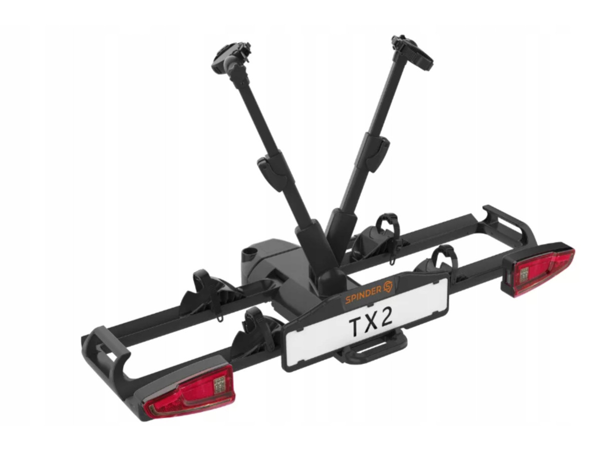 BAGAŻNIK ROWEROWY NA 2 ROWERY SKŁADANY PLATFORMA NA HAK SPINDER TX2 LED