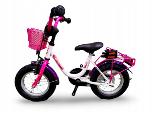 ROWER DZIECIĘCY VERMONT GIRLY PINK PURPLE KOŁA 12 BAGAŻNIK BŁOTNIKI ODBLASK