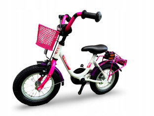 ROWER DZIECIĘCY VERMONT GIRLY PINK PURPLE KOŁA 12 BAGAŻNIK BŁOTNIKI ODBLASK