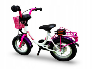 ROWER DZIECIĘCY VERMONT GIRLY PINK PURPLE KOŁA 12 BAGAŻNIK BŁOTNIKI ODBLASK