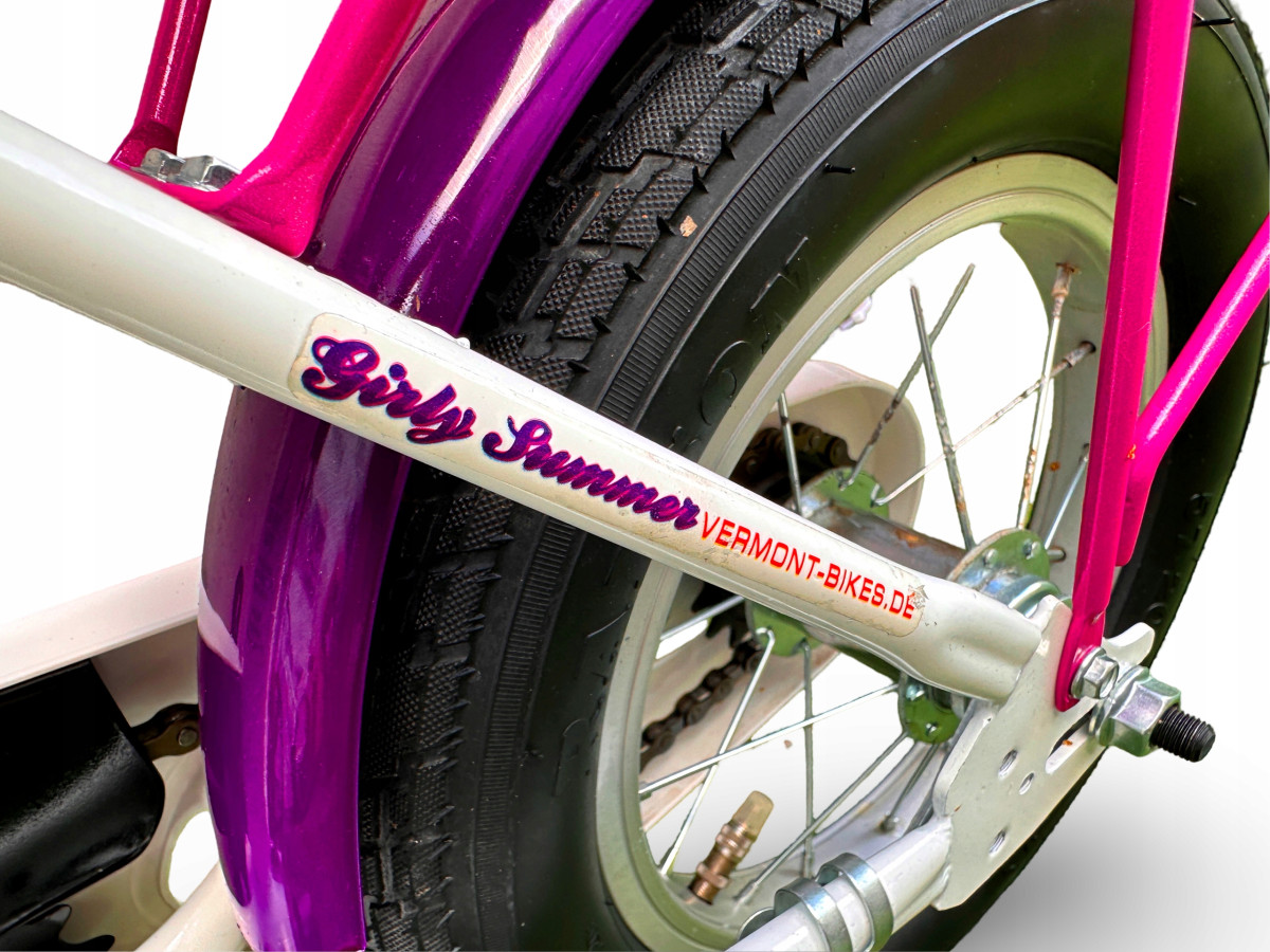 ROWER DZIECIĘCY VERMONT GIRLY PINK PURPLE KOŁA 12 BAGAŻNIK BŁOTNIKI ODBLASK