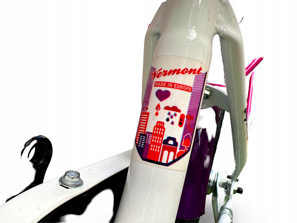 ROWER DZIECIĘCY VERMONT GIRLY PINK PURPLE KOŁA 12 BAGAŻNIK BŁOTNIKI ODBLASK