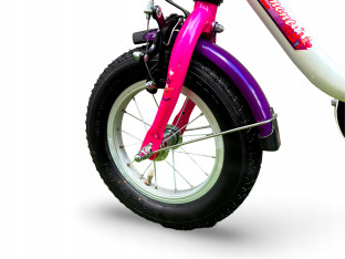 ROWER DZIECIĘCY VERMONT GIRLY PINK PURPLE KOŁA 12 BAGAŻNIK BŁOTNIKI ODBLASK