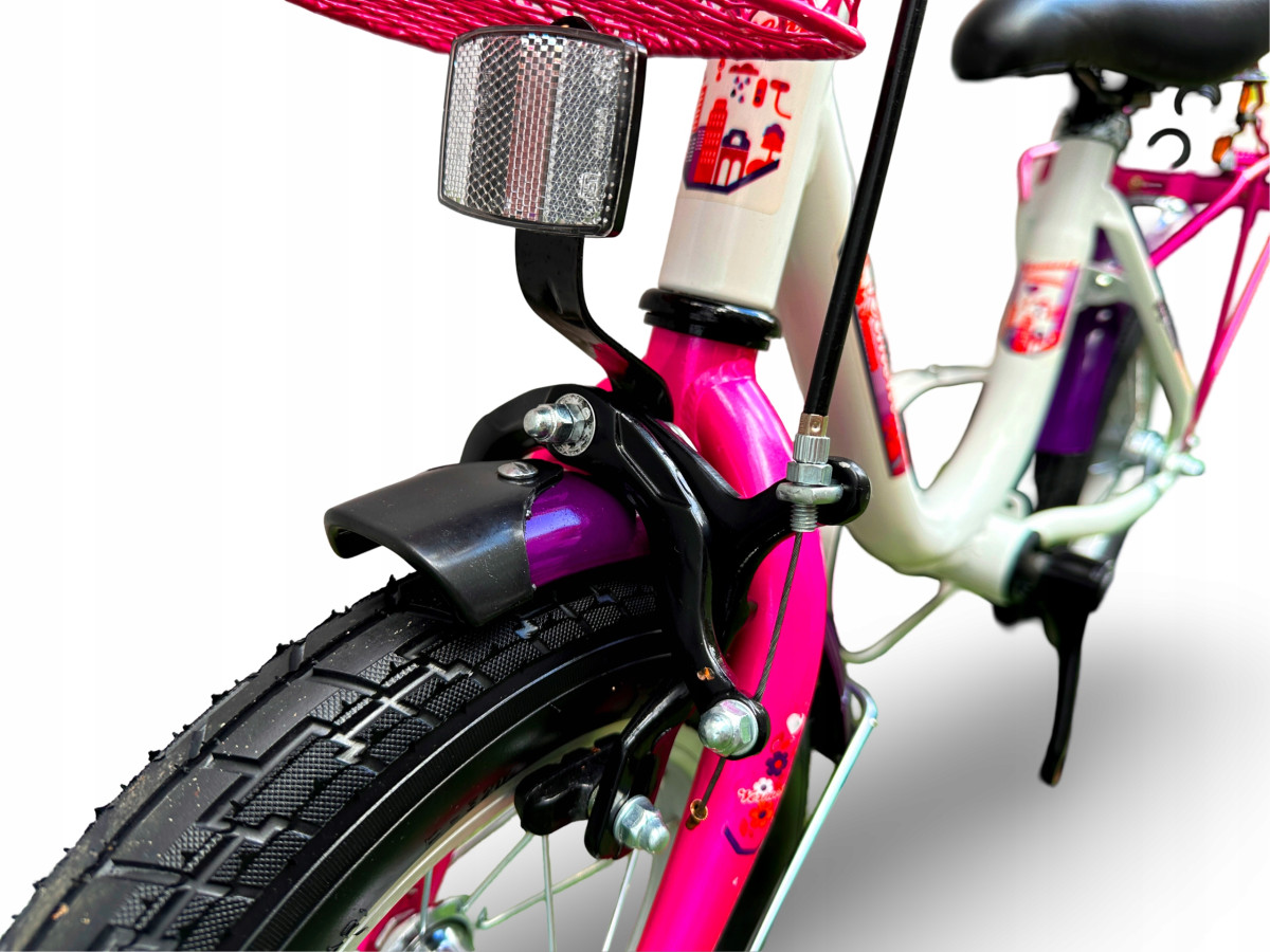 ROWER DZIECIĘCY VERMONT GIRLY PINK PURPLE KOŁA 12 BAGAŻNIK BŁOTNIKI ODBLASK