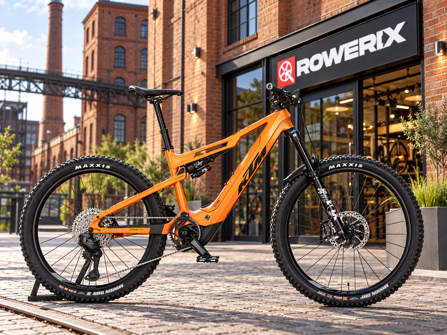 Rower elektryczny w Żyrardowie – e-bike na tle industrialnej zabudowy miasta, poradnik zakupowy ROWERIX