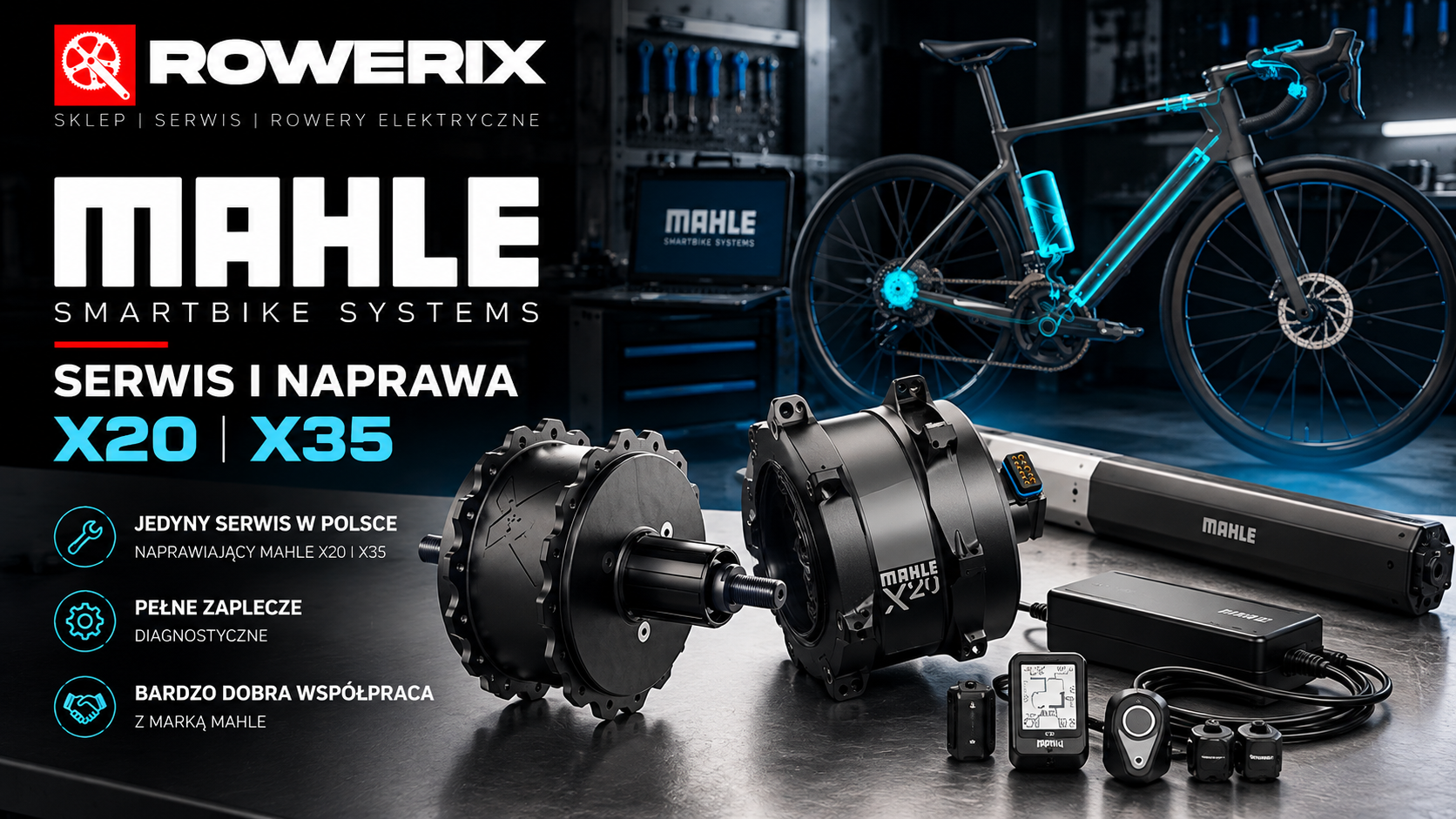 Serwis MAHLE X20 i X35 w Polsce – diagnostyka, naprawa silników i lekkie rowery elektryczne w ROWERIX