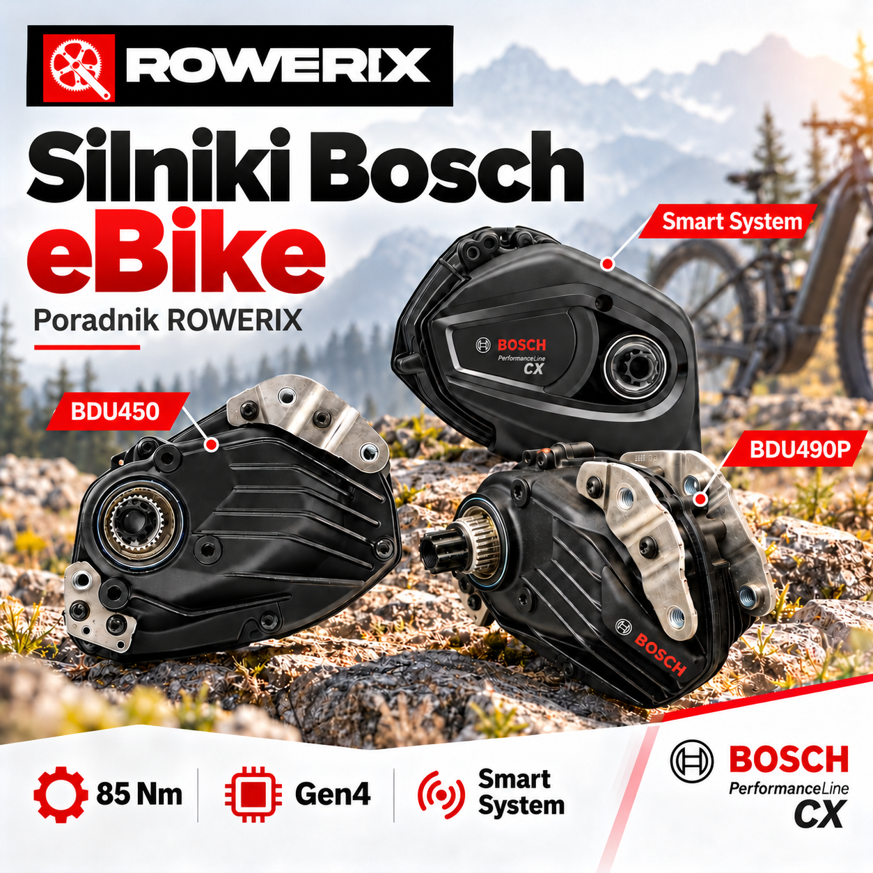 Silniki Bosch eBike – Gen 4 i 5, BDU450, BDU490 i Smart System | ROWERIX